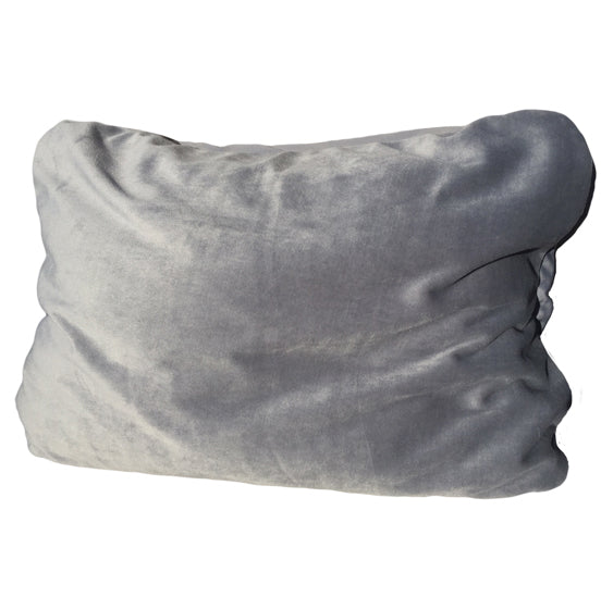 Squishy Deluxe Microbead Rectangular Travel Pillow (GREY) | 12 x 16” |Removable Plush Velour Cover