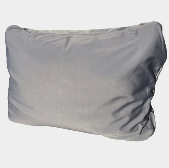 Squishy Deluxe Microbead Rectangular Travel Pillow (GREY) | 12 x 16” |Removable Plush Velour Cover